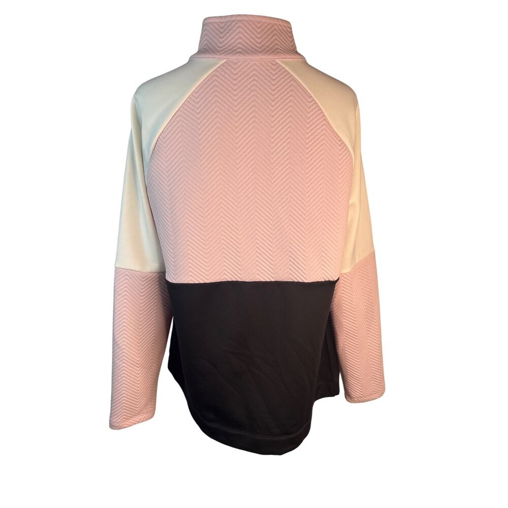 Talbots Medium Quilted M Colorblock Half-Zip Pink Black Pullover Sweater - Picture 9 of 14